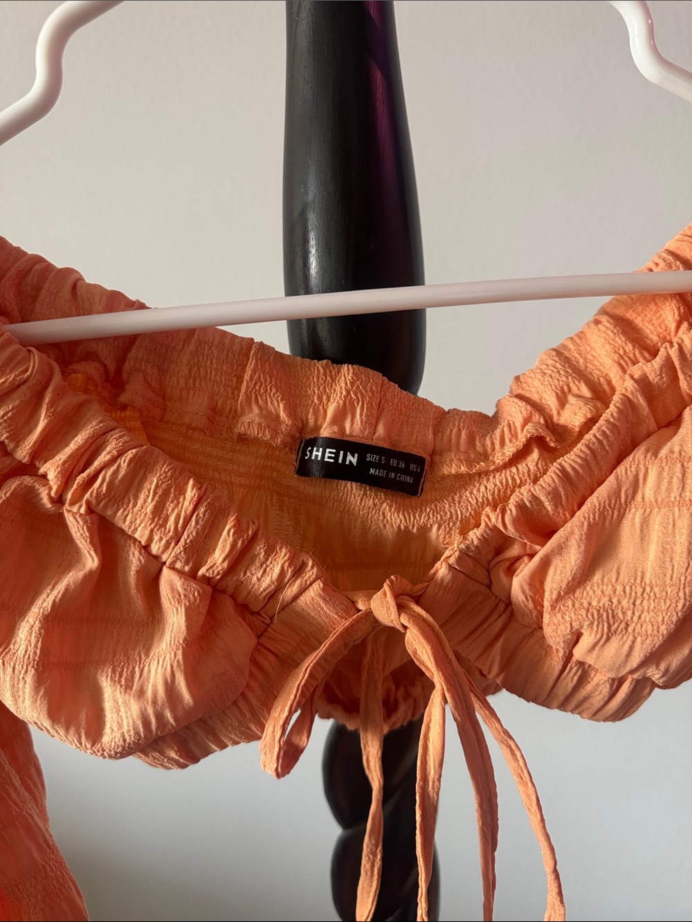 SHEIN Orange Off-Shoulder Tie-Front Crop Top - Picture 2 of 2
